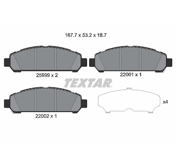 Sada brzdových destiček, kotoučová brzda Textar 2599901