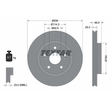 Brzdový kotouč Textar 92156503