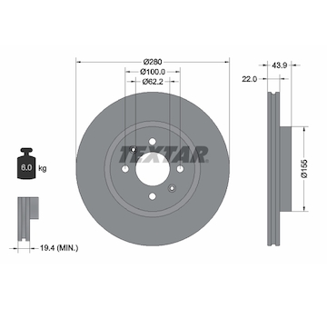 Brzdový kotouč Textar 92239303