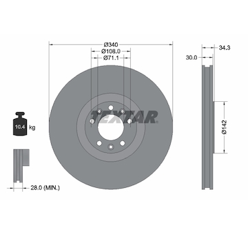 Brzdový kotouč Textar 92268203