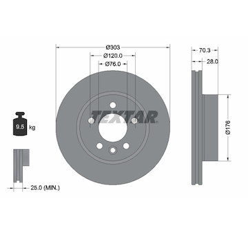 Brzdový kotouč Textar 92288403