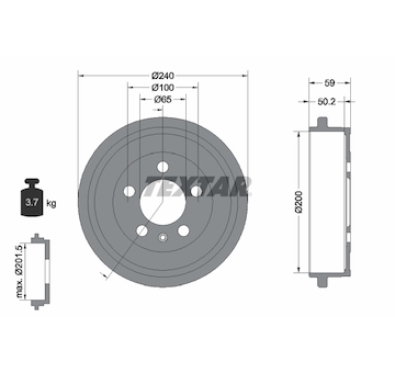 Brzdový buben Textar 94023800