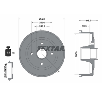 Brzdový buben Textar 94024200