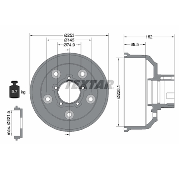 Brzdový buben Textar 94037200