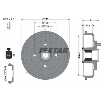 Brzdový buben Textar 94041300