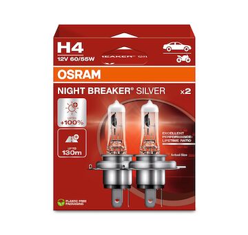 Osram Night Breaker Silver 64193NBS-2HB +100% 12V H4 60/55W P43t