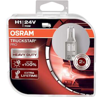 Osram Truckstar Pro H1 24V 70W 64155TSP-HCB +100% Heavy Duty Extra Lifetime Duo-box