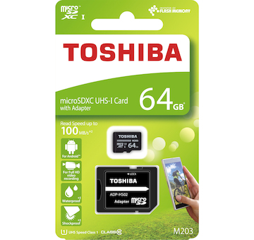 Paměťová karta MicroSDXC 64GB 100M UHS-I + adaptér, TOSHIBA, STM 8064GCL10TO