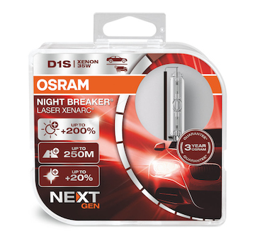 Xenonová výbojka D1S Osram Xenarc Night Breaker Laser +200% 12V/24V 35W PK32d-2 2ks