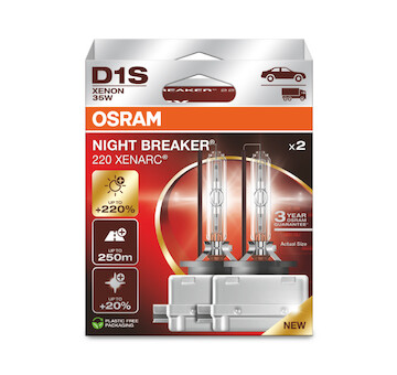 Xenonová výbojka D1S Osram Xenarc Night Breaker Laser +220% 85V 35W 66140XN2-2HB 2kusy