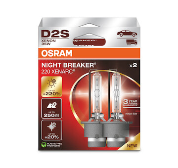 Xenonová výbojka D2S Osram Xenarc Night Breaker Laser +220% 85V 35W 66240XN2-2HB 2kusy