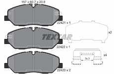 Sada brzdových destiček, kotoučová brzda Textar 2242101