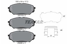 Sada brzdových destiček, kotoučová brzda Textar 2511901