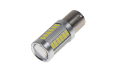 LED BA15s bílá, 12-24V, 33LED/5730SMD s čočkou, STM 95117